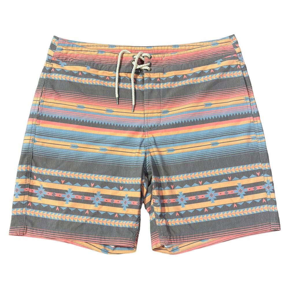 Faherty Doug Good Feather Native Design Board Shorts Swim Surf Men’s Size 32